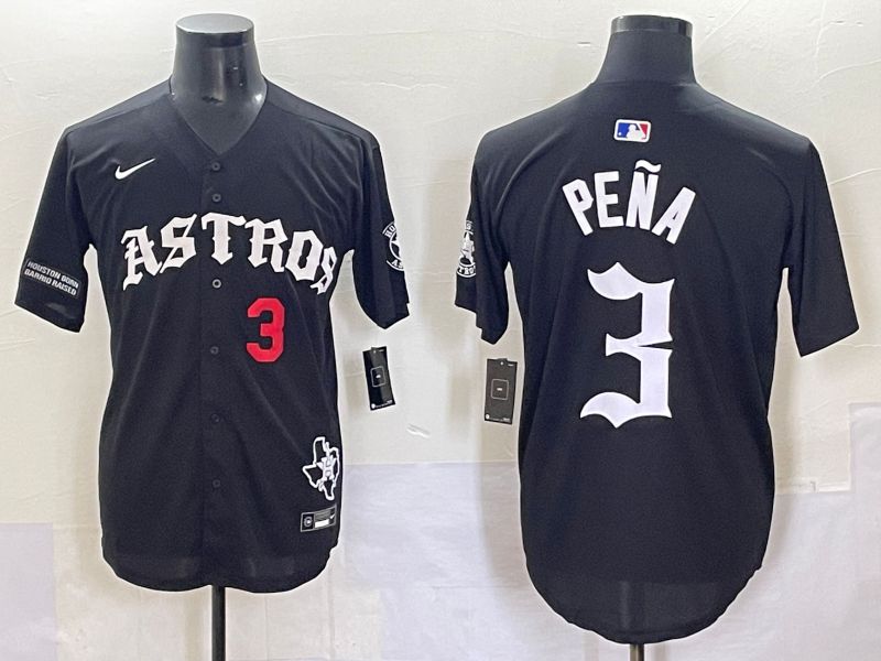 Men 2025 Houston Astros #3 Pena Black Seven generations Joint Name Nike MLB Jersey style 7042->houston astros->MLB Jersey